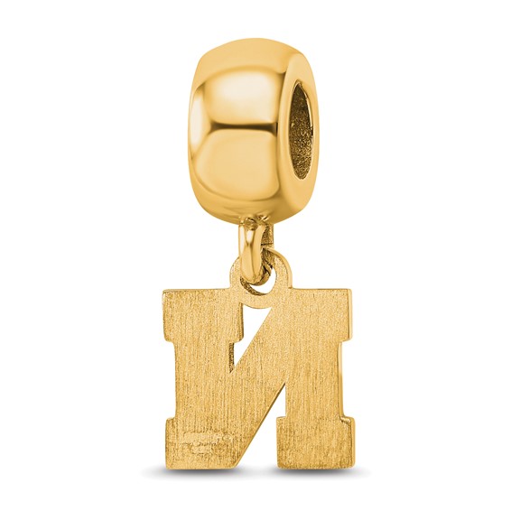 Sterling Silver Gold-plated LogoArt University of Nebraska Letter N Extra Small Dangle Bead Charm