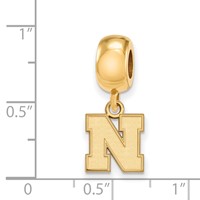 Sterling Silver Gold-plated LogoArt University of Nebraska Letter N Extra Small Dangle Bead Charm view 3