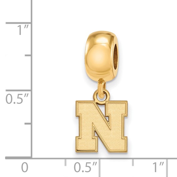 Sterling Silver Gold-plated LogoArt University of Nebraska Letter N Extra Small Dangle Bead Charm