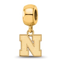 Sterling Silver Gold-plated LogoArt University of Nebraska Letter N Extra Small Dangle Bead Charm view 1