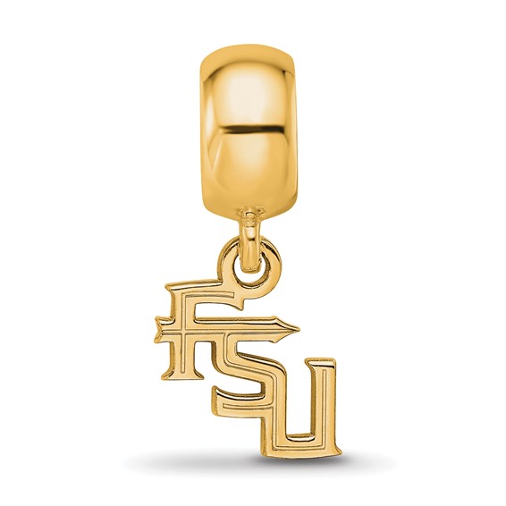 Sterling Silver Gold-plated LogoArt Florida State University F-S-U Extra Small Dangle Bead Charm