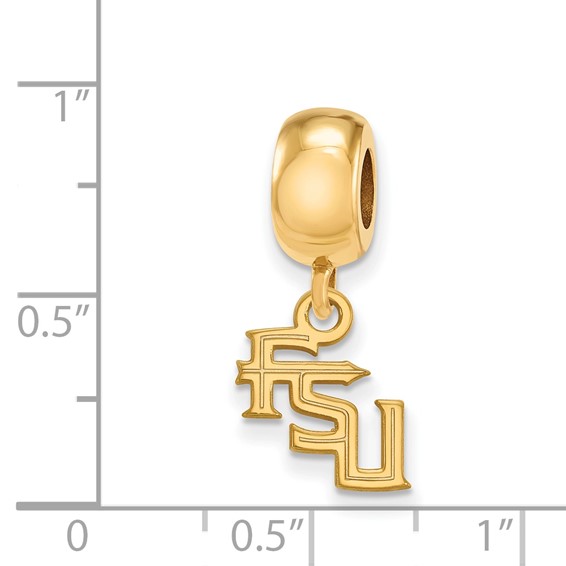 Sterling Silver Gold-plated LogoArt Florida State University F-S-U Extra Small Dangle Bead Charm