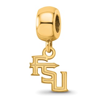 Sterling Silver Gold-plated LogoArt Florida State University F-S-U Extra Small Dangle Bead Charm