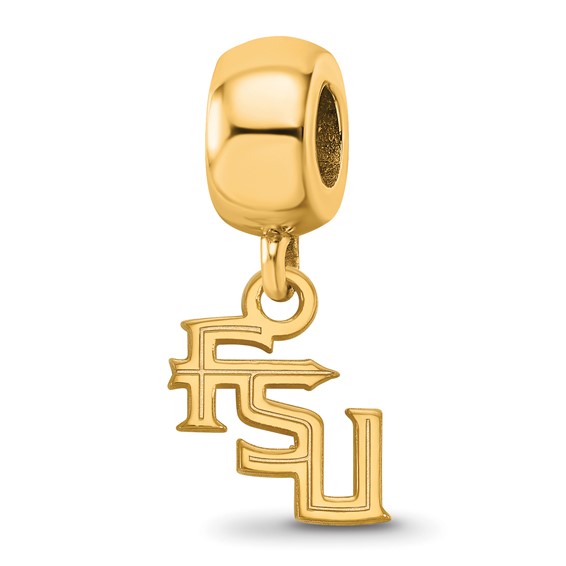 Sterling Silver Gold-plated LogoArt Florida State University F-S-U Extra Small Dangle Bead Charm