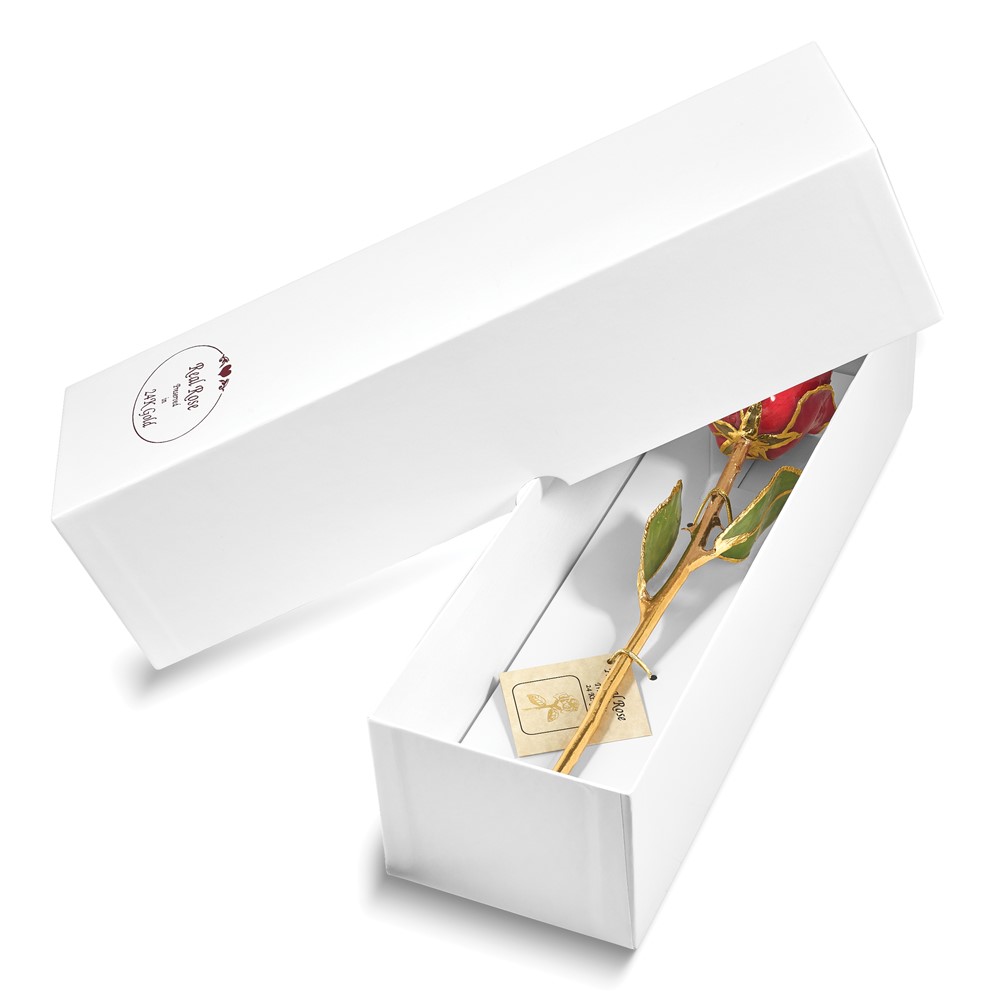Lacquer Dipped 24k Gold Trim Red Real Rose Lacquer Dipped 24k Gold Trim Red Real Rose