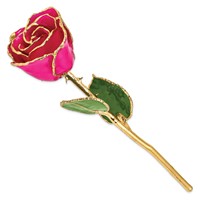 Lacquer Dipped Gold Trimmed Lilac Pink Real Rose view 2