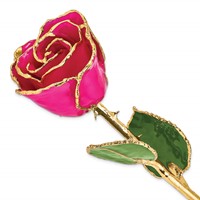 Lacquer Dipped Gold Trimmed Lilac Pink Real Rose view 1