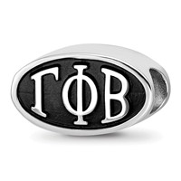 Sterling Silver LogoArt Gamma Phi Beta Sorority Greek Letters Enameled Oval Bead view 1