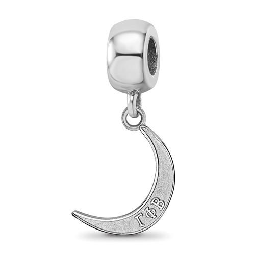 Sterling Silver RH-plated LogoArt Gamma Phi Beta Crescent Moon Bead