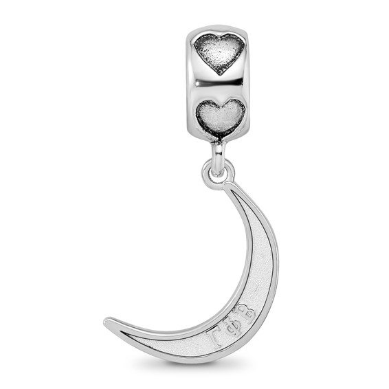 Sterling Silver RH-P LogoArt Gamma Phi Beta Crescent Moon Heart Bead