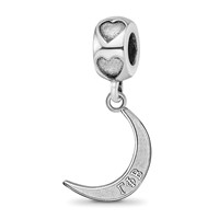 Sterling Silver Rh-p LogoArt Gamma Phi Beta Crescent Moon Heart Bead view 1