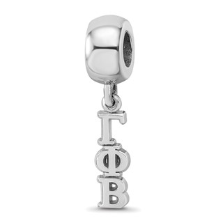 Sterling Silver RH-plated LogoArt Gamma Phi Beta Vertical Letters Bead