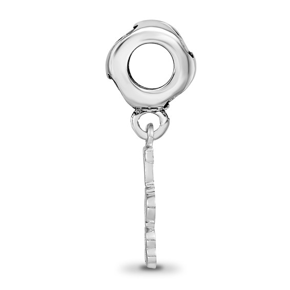 Sterling Silver RH-P LogoArt Gamma Phi Beta Vertical Letter on Heart Bead