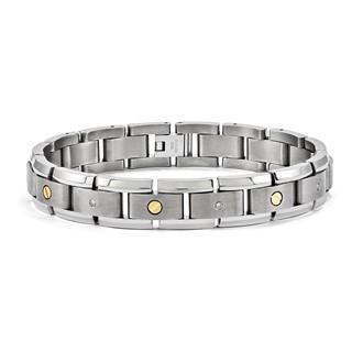 Titanium & 14k .25 TCW Dia Gents Bracelet