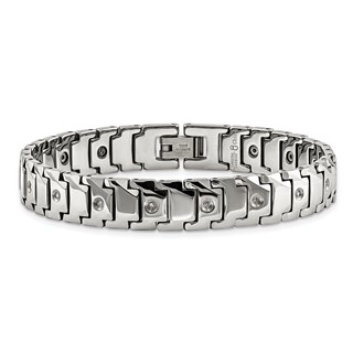 Tungsten 10mm 8.25in Bracelet With Diamonds