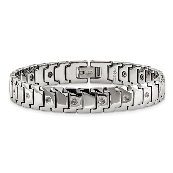 Tungsten 10mm 8.25in Bracelet With Diamonds