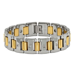 Tungsten and Yellow IP .33 TCW 8.25" Men's Bracelet