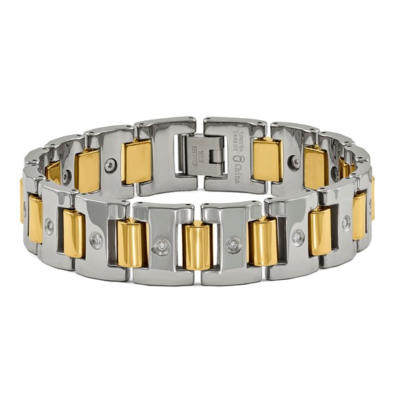 Tungsten and Yellow IP .33 TCW 8.25" Men's Bracelet