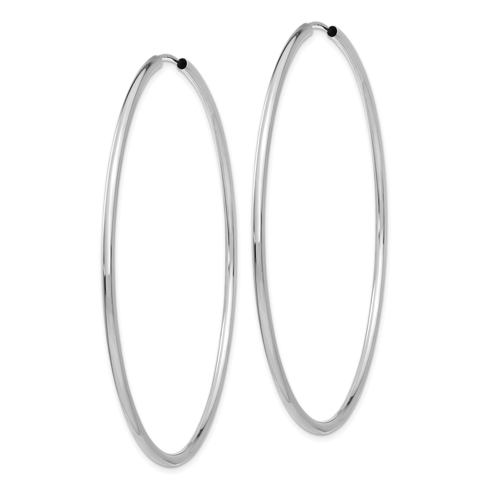14k White Gold 2mm Polished Endless Hoop Earrings (H1000)