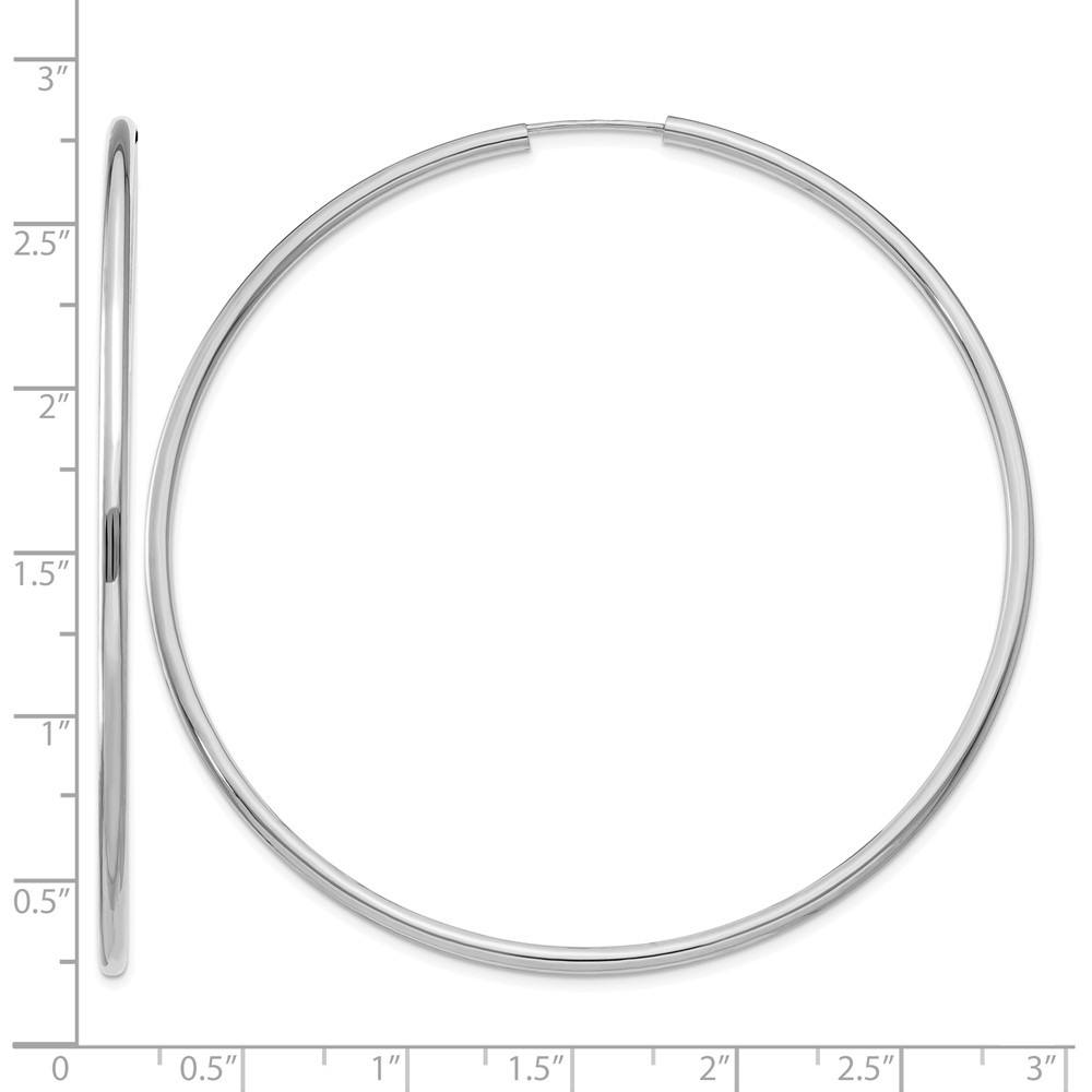 14k White Gold 2mm Polished Endless Hoop Earrings (H1000)
