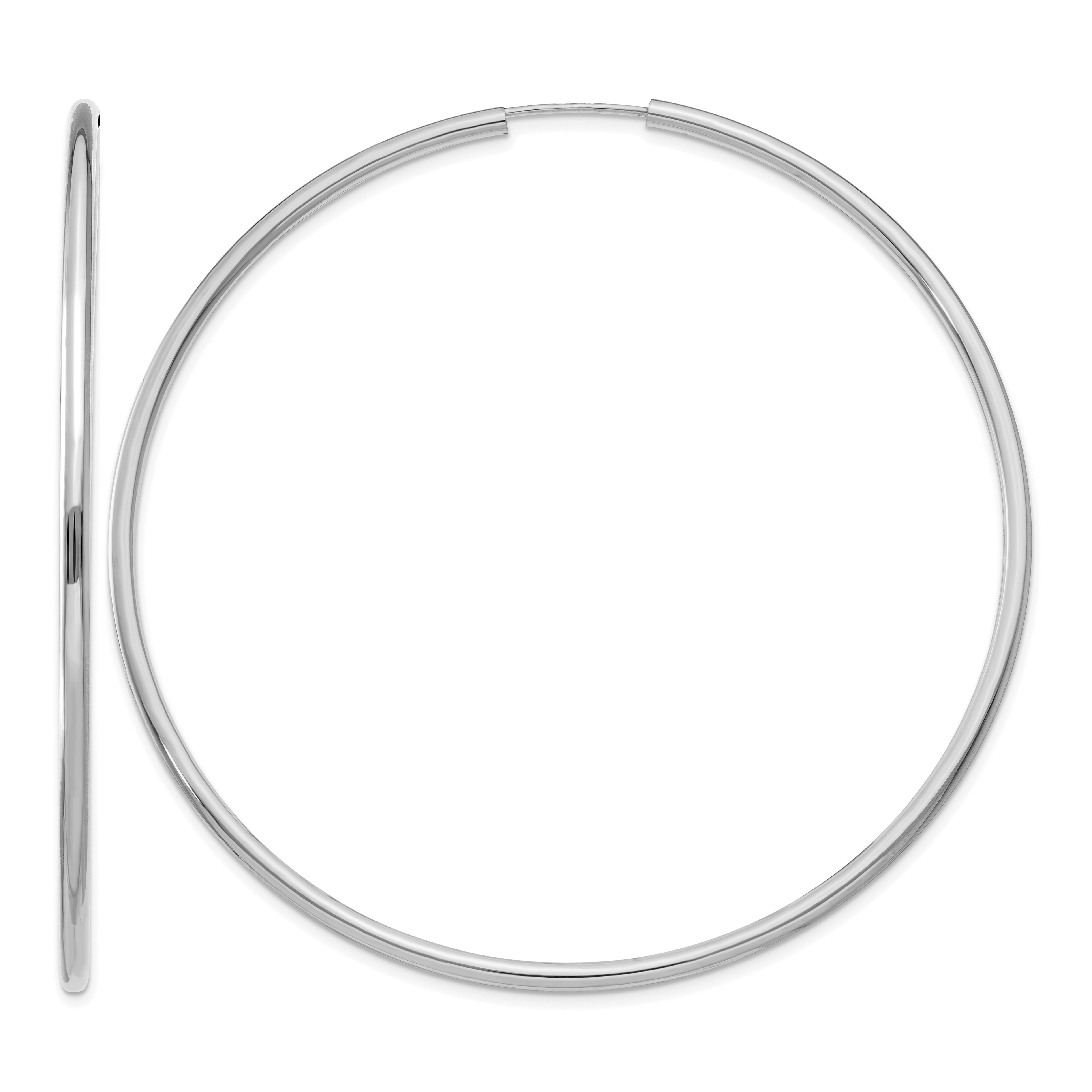 14k White Gold 2mm Polished Endless Hoop Earrings (H1000)