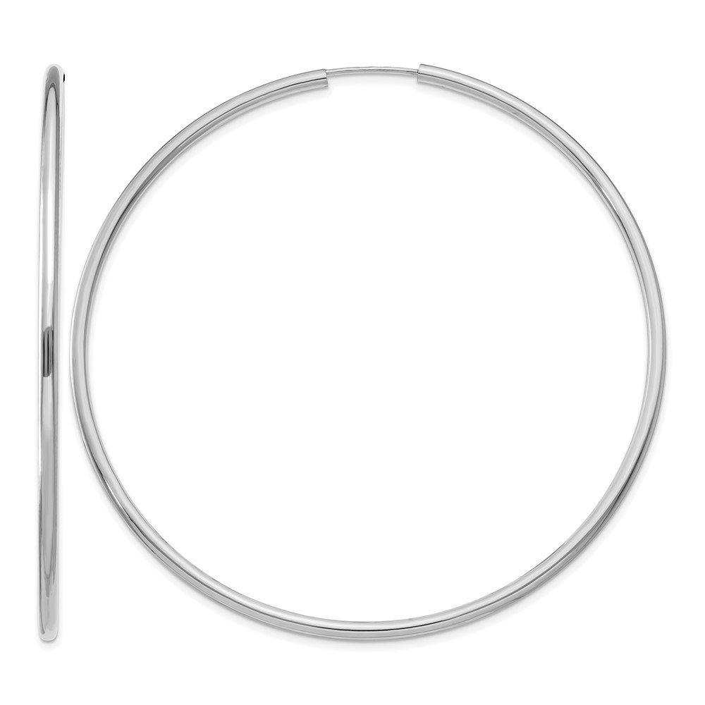 14k White Gold 2mm Polished Endless Hoop Earrings (H1000)