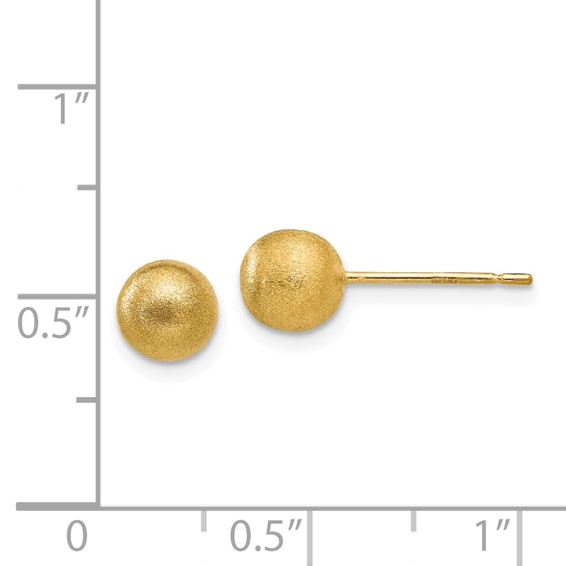 14K 6mm Satin Puffed Ball Post Earrings