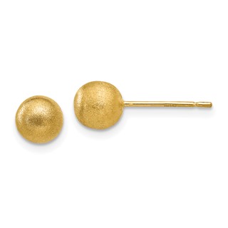 14K 6mm Satin Puffed Ball Post Earrings