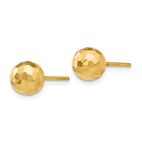 Gold Diamond-Cut Ball Post Earrings