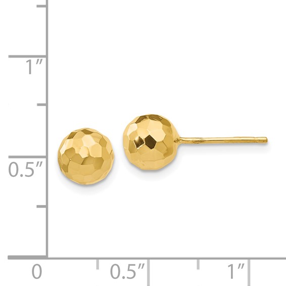Gold Diamond-Cut Ball Post Earrings