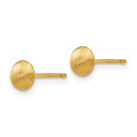 14K 5mm Yellow Gold Satin Puffed Round Button Post Earrings view 2