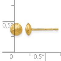 14K 5mm Yellow Gold Satin Puffed Round Button Post Earrings view 4