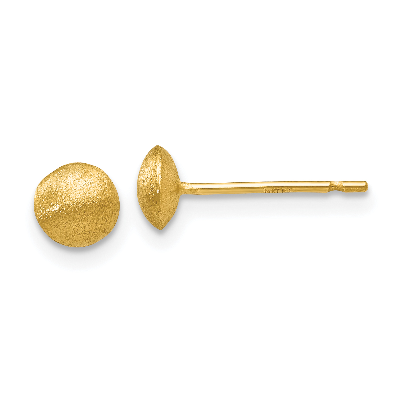 14K 5mm Satin Puffed Button Post Earrings (H1018)