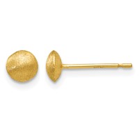 14K 5mm Yellow Gold Satin Puffed Round Button Post Earrings view 1