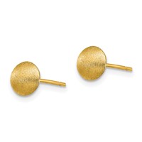 14K 7mm Satin Puffed Round Button Post Earrings view 2