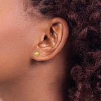14K 7mm Satin Puffed Round Button Post Earrings view 3