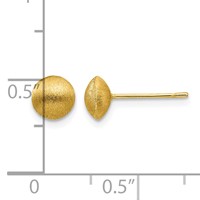 14K 7mm Satin Puffed Round Button Post Earrings view 4