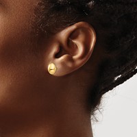 14K 10x7mm Polished Puffed Oval Button Post Earrings view 3