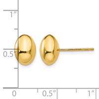 14K 10x7mm Polished Puffed Oval Button Post Earrings view 4