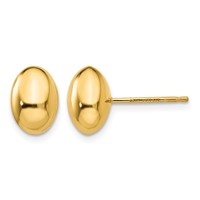 14K 10x7mm Polished Puffed Oval Button Post Earrings view 1