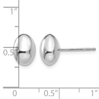 14K White Gold 10x 7mm Polished Puffed Oval Button Post Earrings view 4