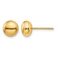 14K 8mm Yellow Gold Polished Puffed Round Button Post Earrings view 1