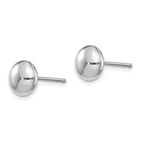 14K White Gold 8mm Polished Puffed Round Button Post Earrings view 2