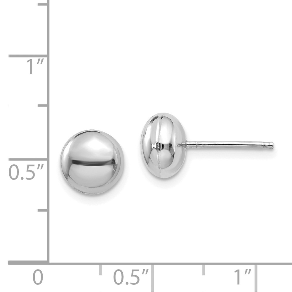 14k White Polished 8mm Button Post Earrings (H1023)