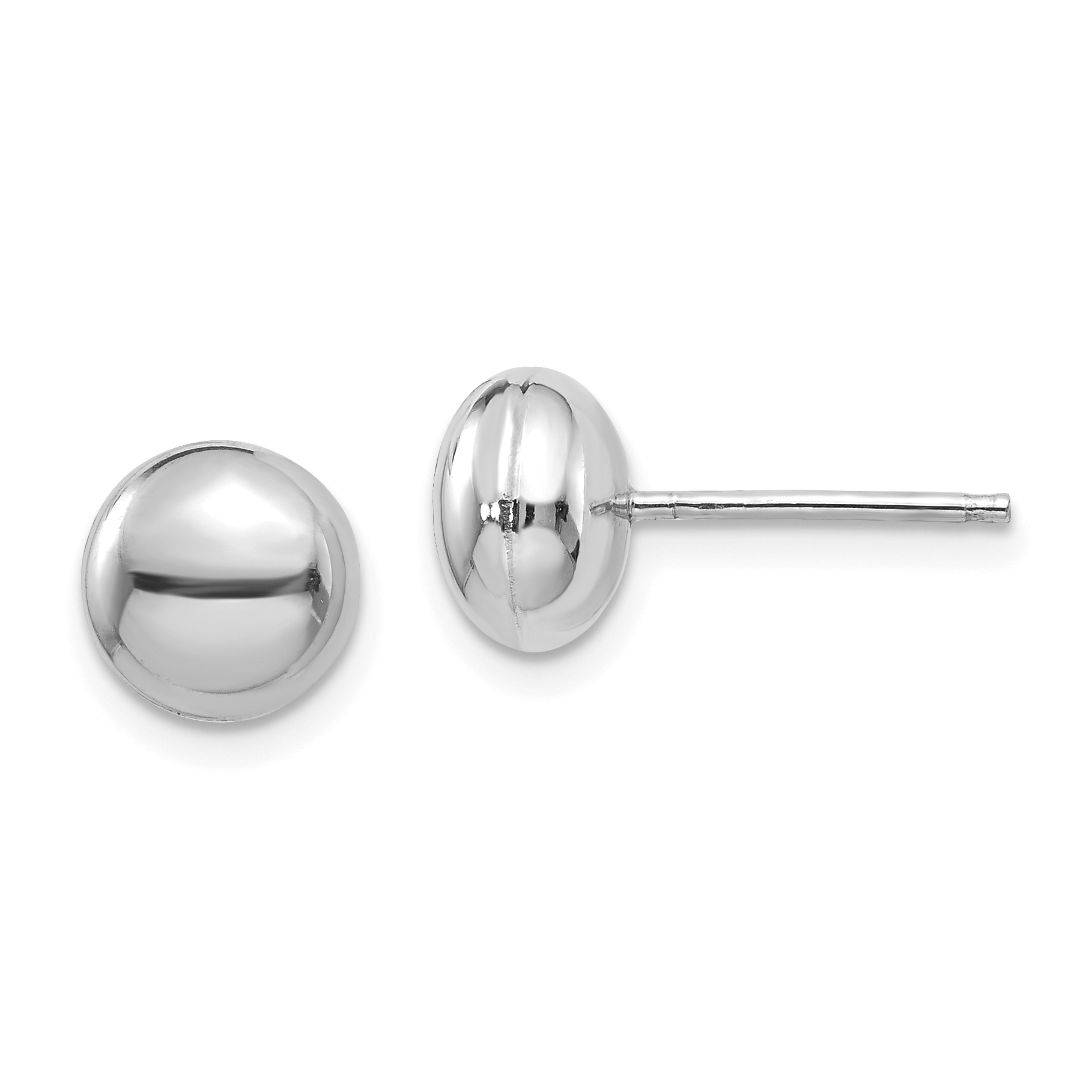 14k White Polished 8mm Button Post Earrings (H1023)