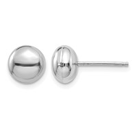 14K White Gold 8mm Polished Puffed Round Button Post Earrings view 1
