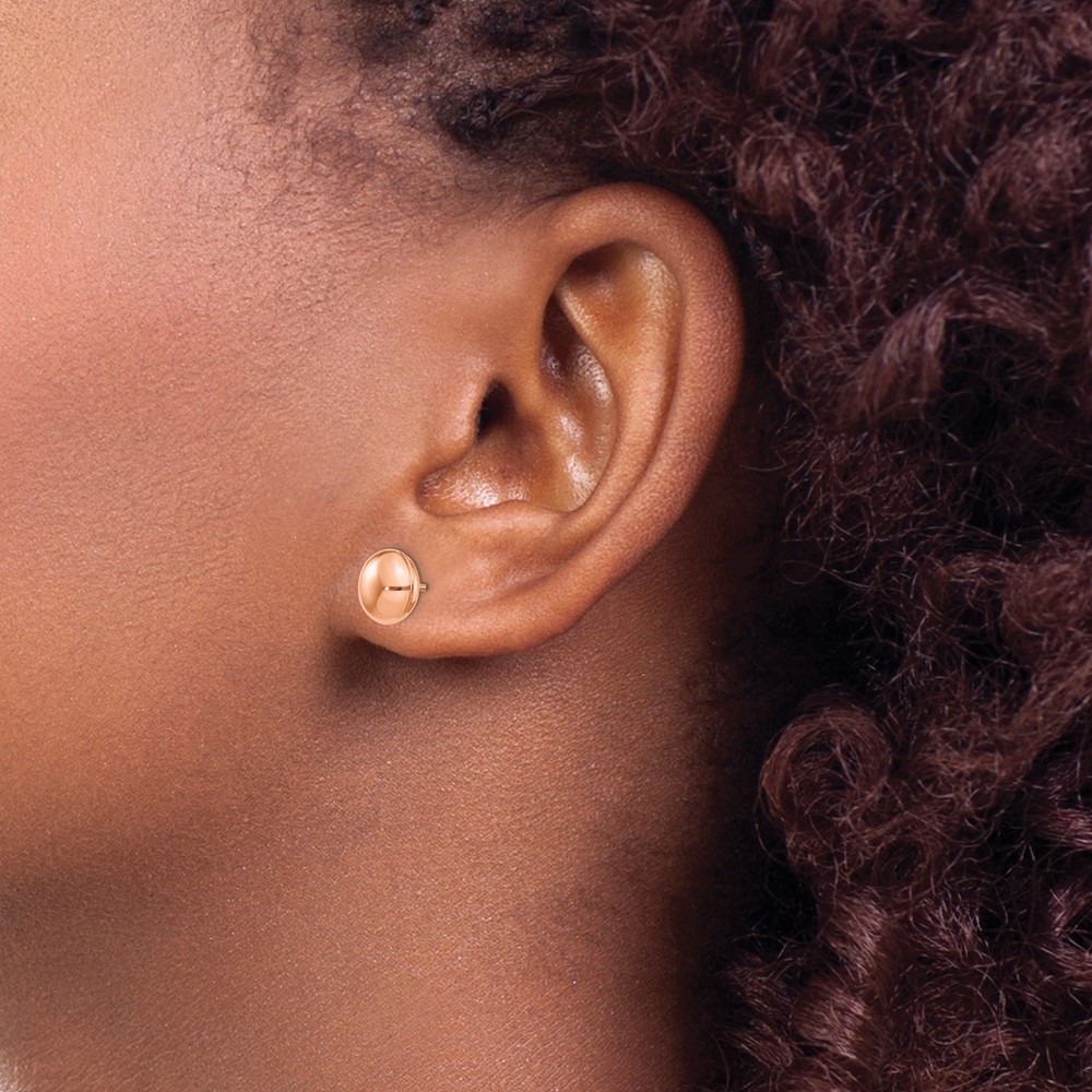 14k Rose Polished 8mm Button Post Earrings (H1024)