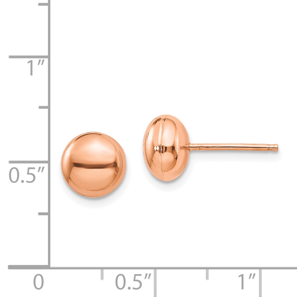 14k Rose Polished 8mm Button Post Earrings (H1024)
