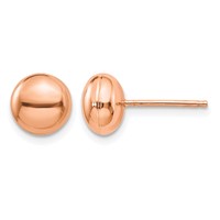 14K Rose Gold 8mm Polished Puffed Round Button Post Earrings view 1