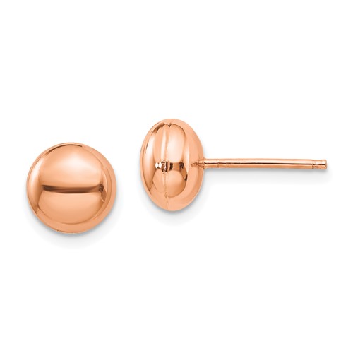14k Rose Gold 8mm Polished Puffed Round Button Post Earrings